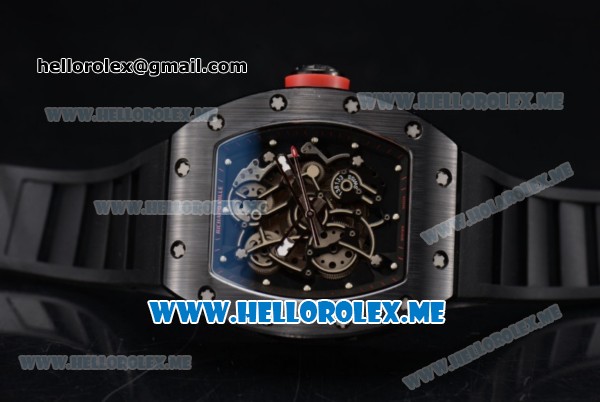 Richard Mille RM 055 Miyota 9015 Automatic PVD Case with Skeleton Dial and Dot Markers Black Rubber Strap - Click Image to Close